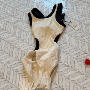 Elegant Cream and Black Women's swimsuit- STAUD SEA